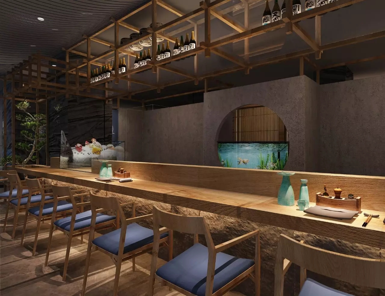日式烤酒店_火锅店烤专业_成都餐厅设计_肉店刘波设计肉店图片